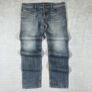 Diesel Safado R Straight Leg Relaxed Jeans Men 38x32 Blue Faded Repaired Stretch